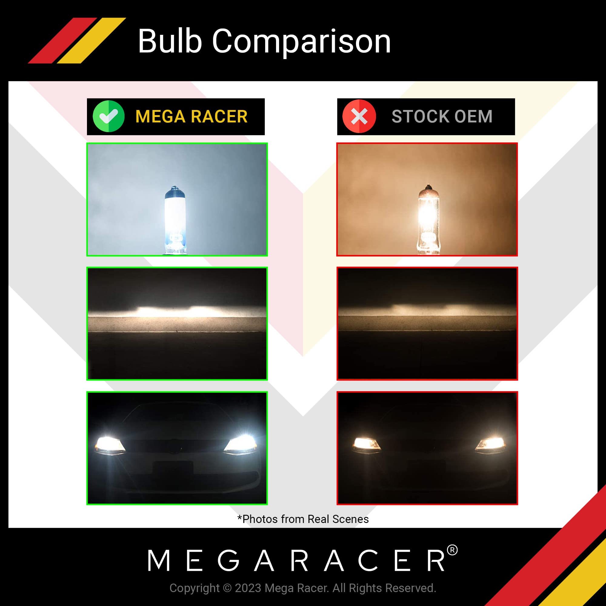 Halogen H7 55W 5000K White Headlight Bulbs Low & High Beam Pack of 4