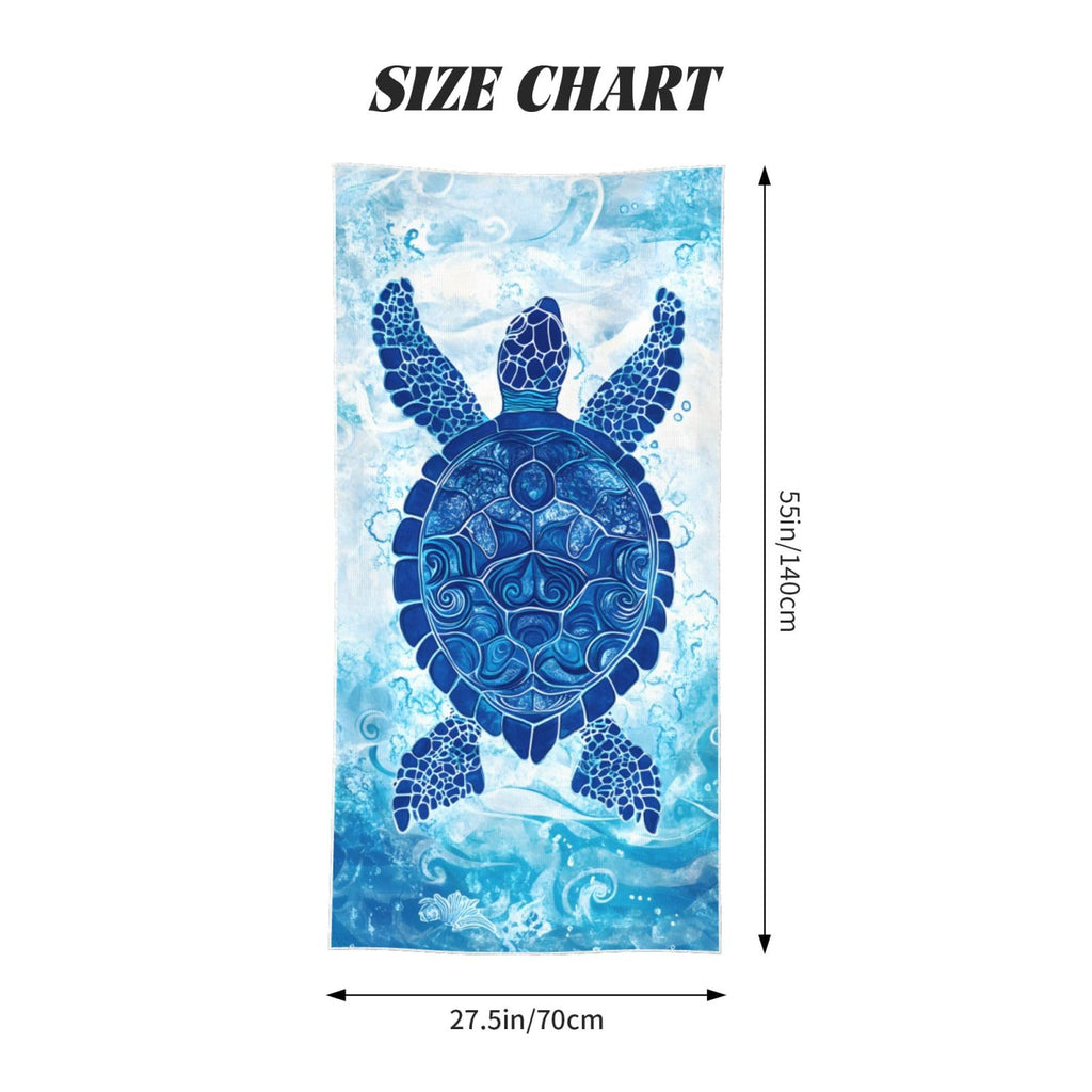 Lornarta Oversized Beach Towel 55x27in Sea Turtle Quick Dry Soft Polyester