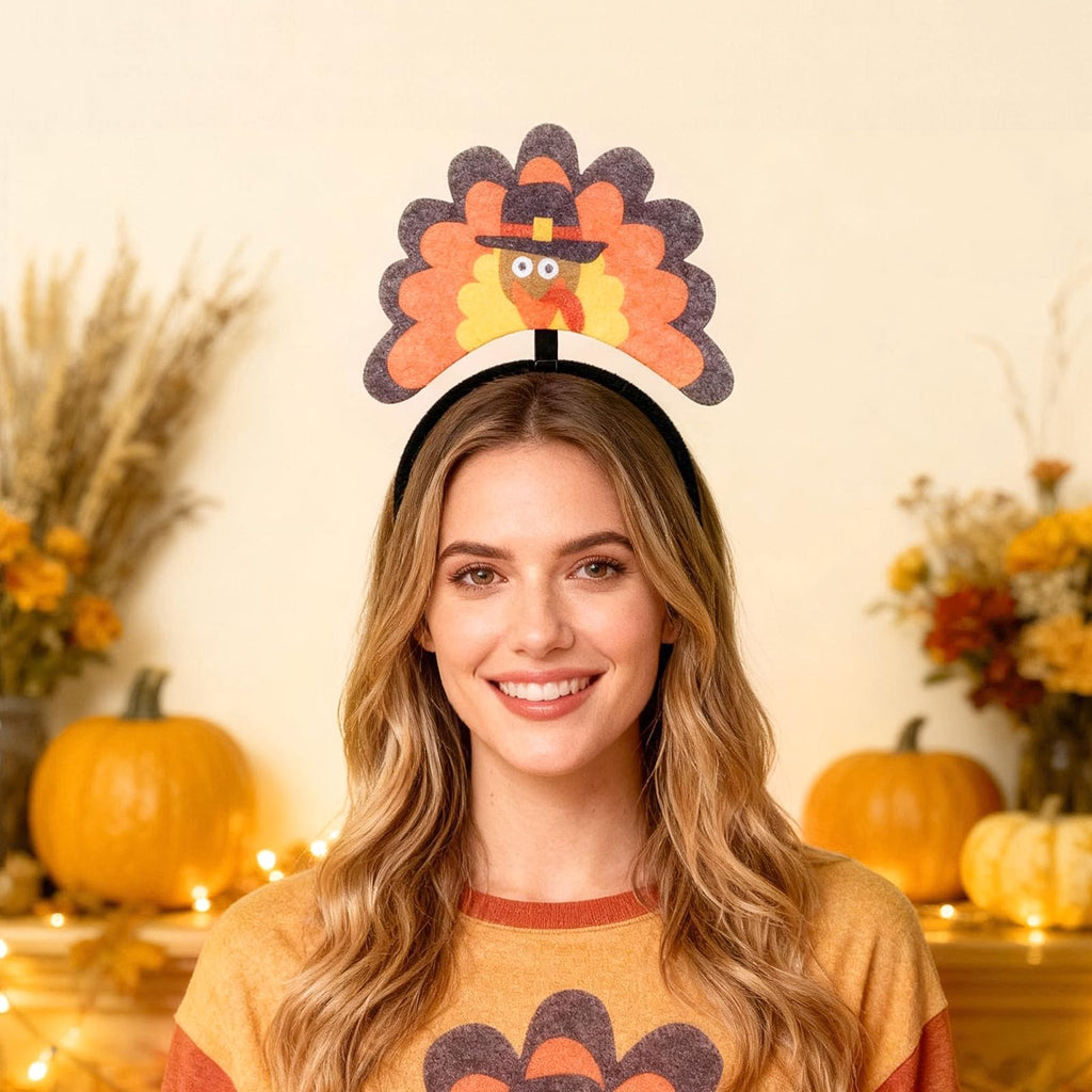 Doneace Thanksgiving Turkey Headband Women Fall Party Costume Hair Accessory