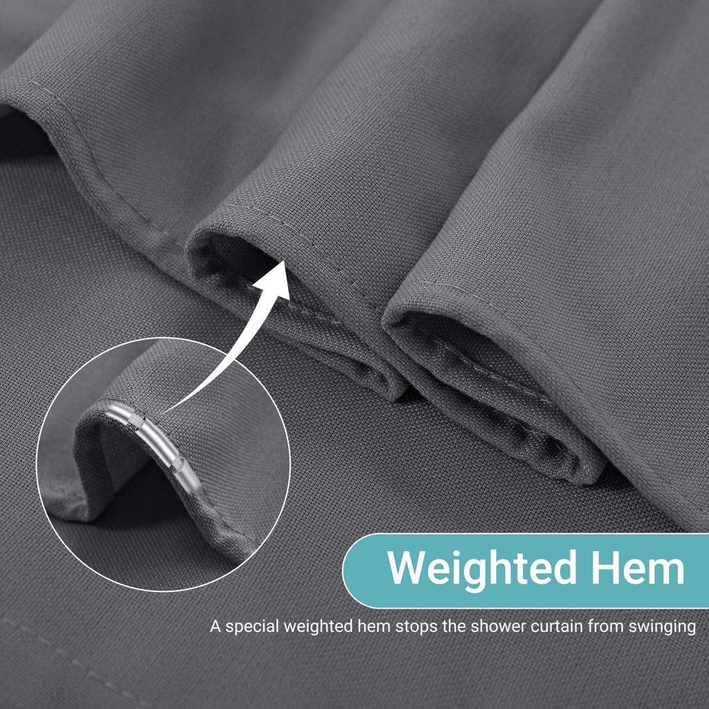 Jolilight Grey Linen Blend Shower Curtain Rustic Cottage 72x72 with Hooks