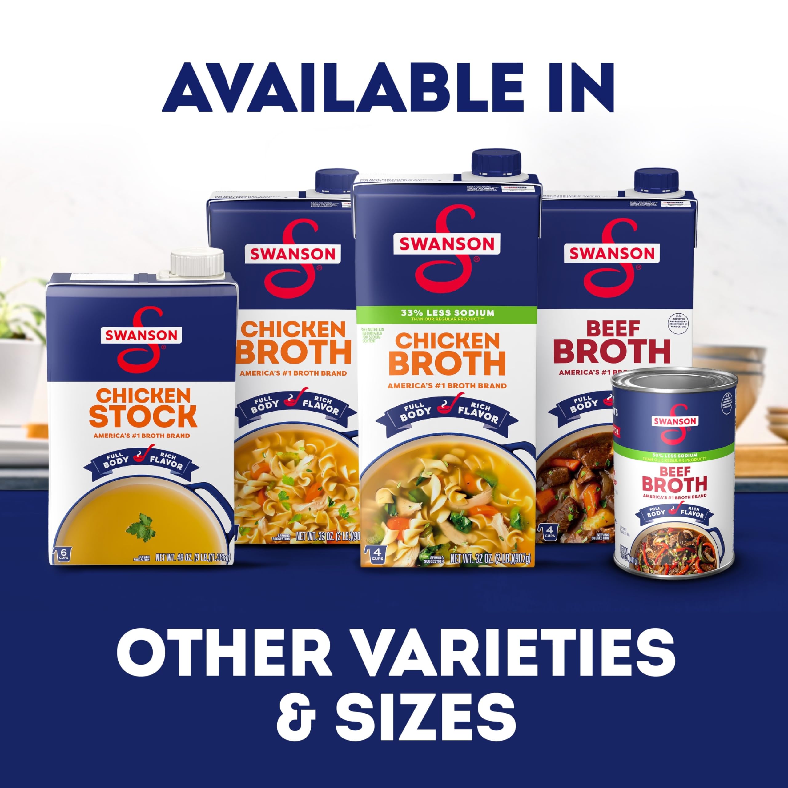 SWANSON Unsalted Chicken Broth 32 oz Carton Gluten Free 2 lbs