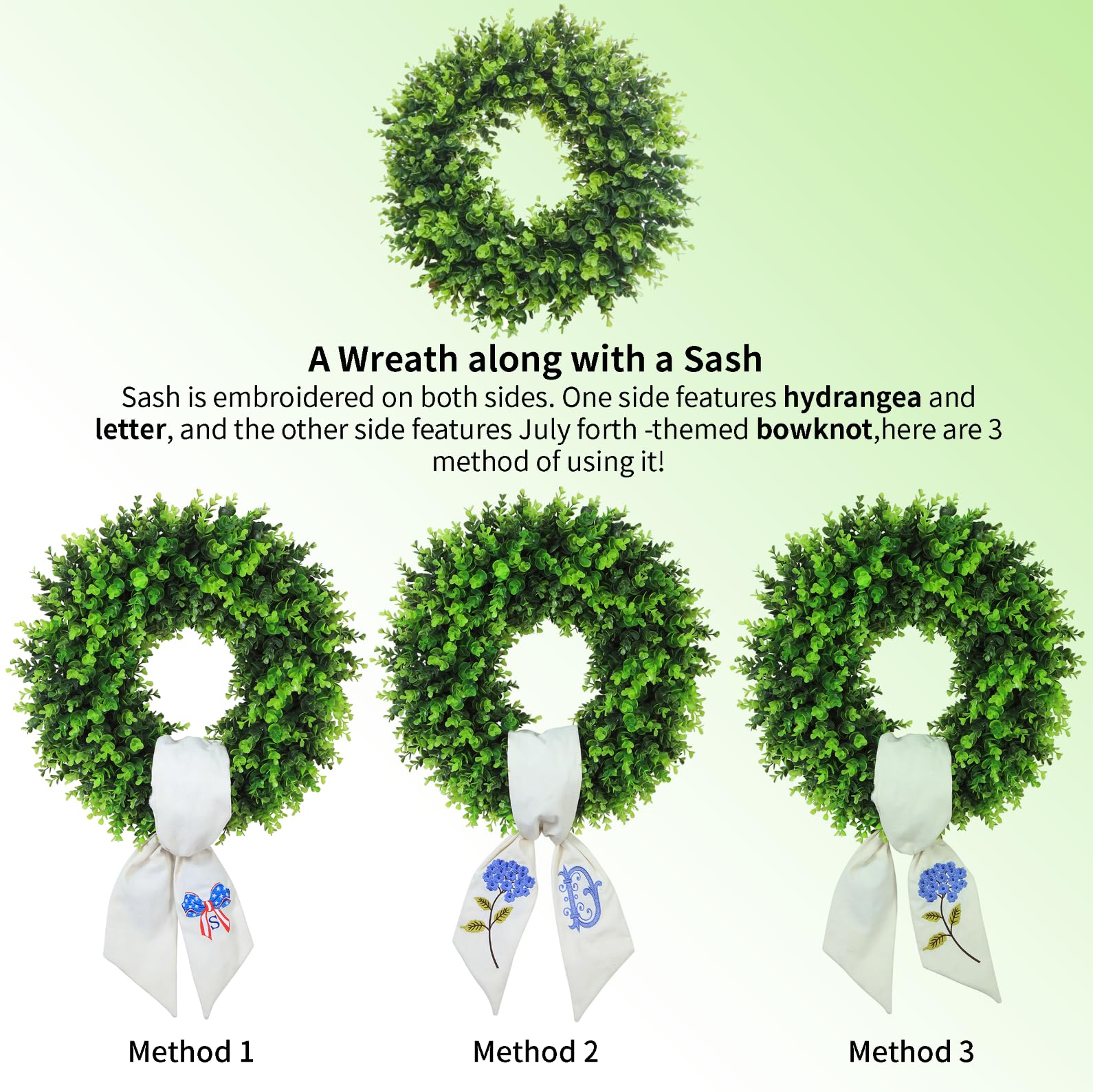 Personalized Boxwood Wreath 20" Front Door Farmhouse Porch Decor Monogram
