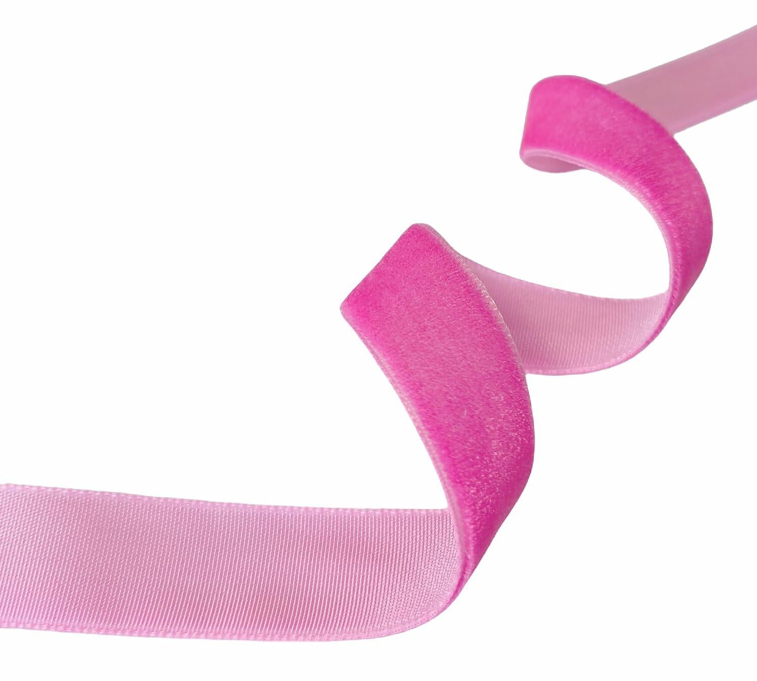 Abbaoww Hot Pink Velvet Ribbon 1 Inch x 25 Yards Single Face Crafts