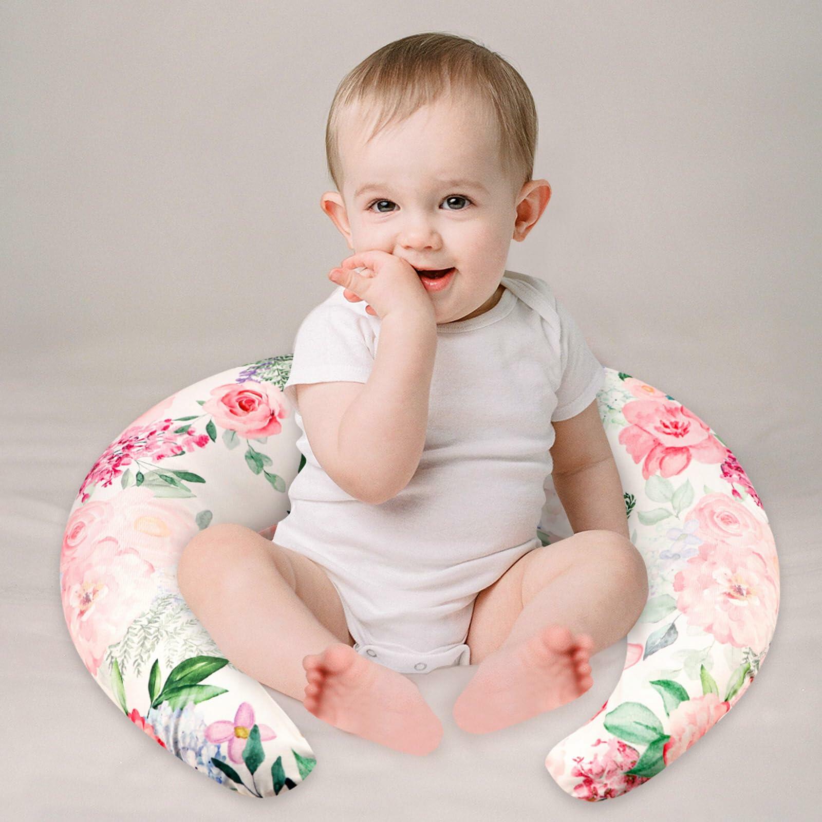 CARUILI Nursing Pillow Cover Pink Floral Ultra Soft Comfortable Only Case