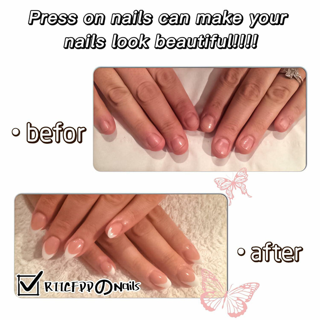 24 Pcs Almond Medium White Acrylic Press On Nails Glitter Full Cover
