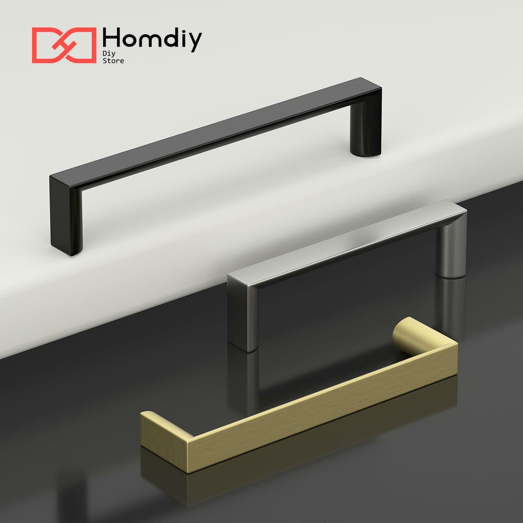 homdiy Cabinet Handles Matte Black 5in 128mm Hole Centers 25Pack