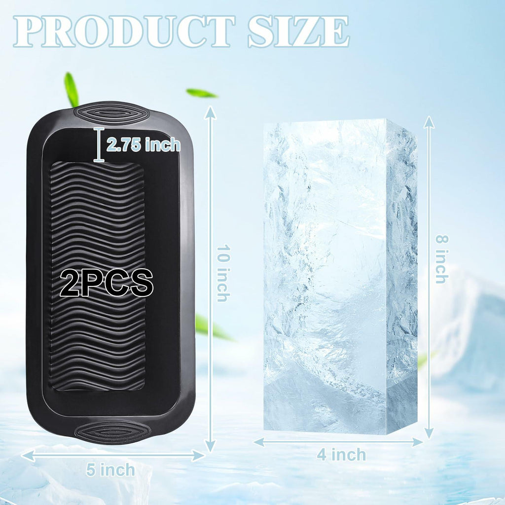 POUYRBA 2pcs Extra Large 6LB Blue Silicone Ice Block Mold for Ice Bath