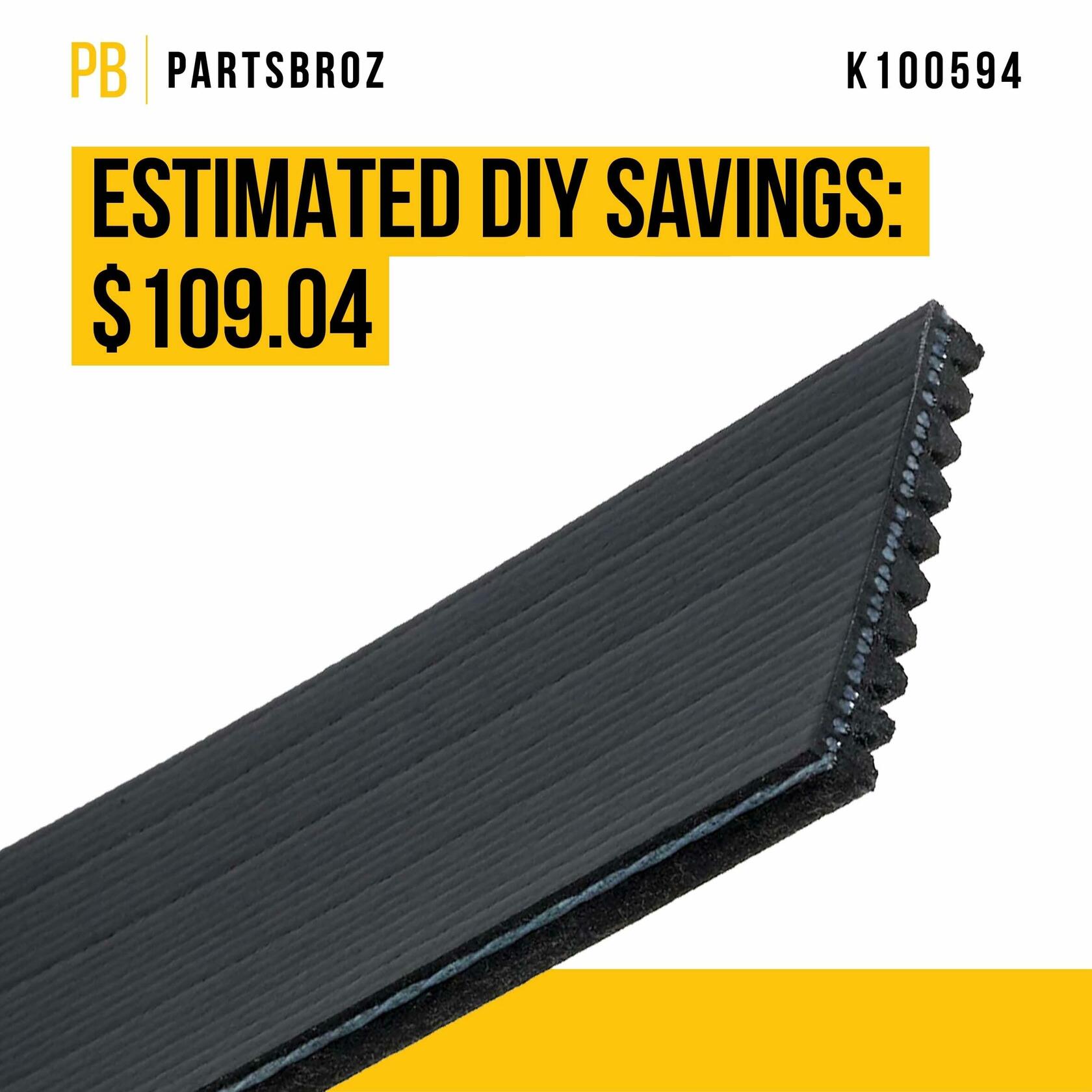 PartsBroz K061360 Micro-V Serpentine Drive Belt Compatible with Gates Black