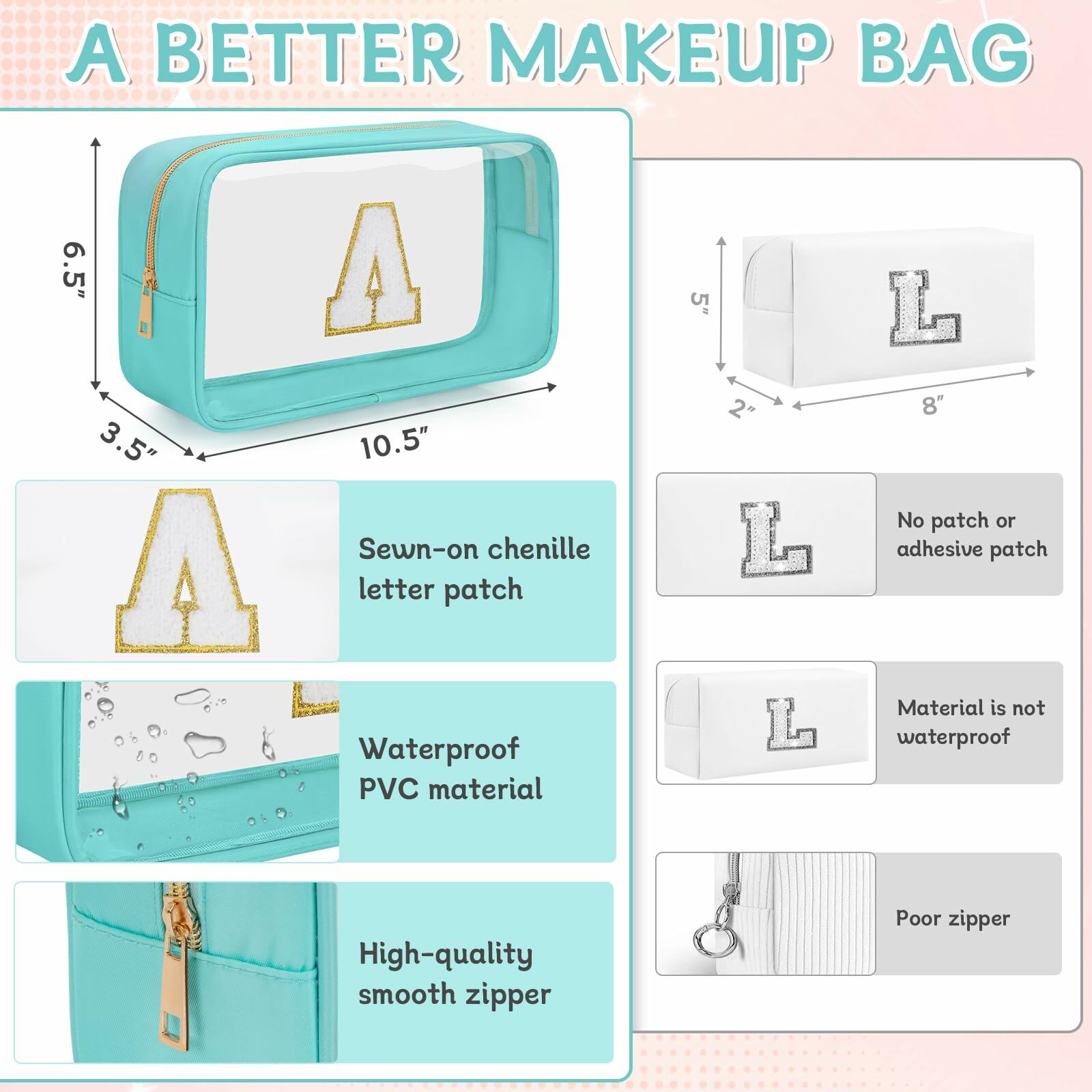WELIDAY Personalized Initial Letter Makeup Bag V Green