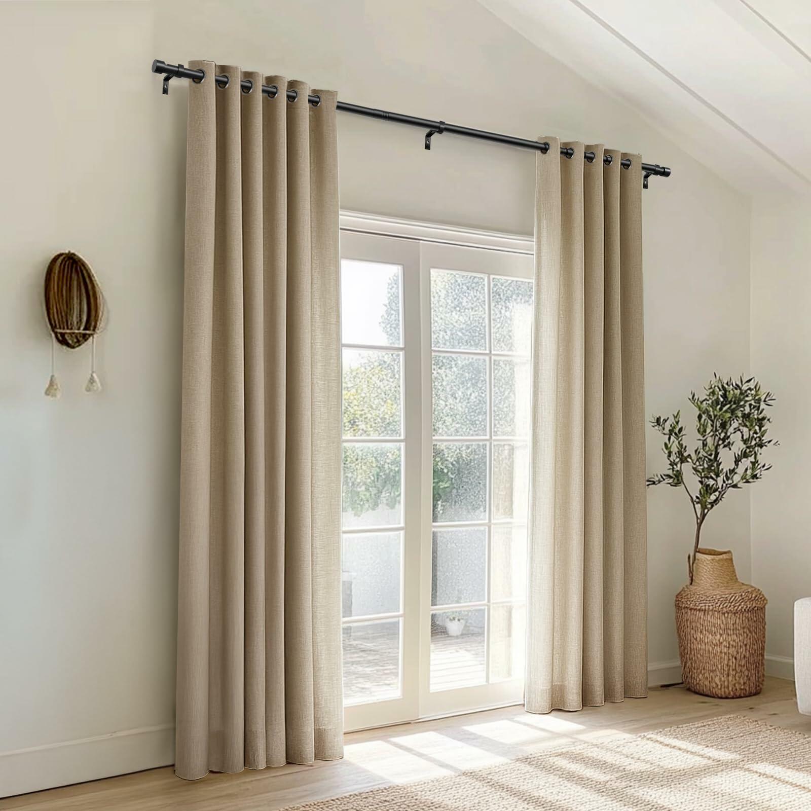 Zeerobee Adjustable Curtain Rod 66-120in Dark Grey Heavy Duty 1 Inch