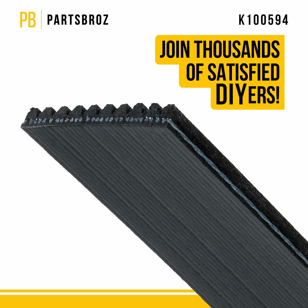 PartsBroz K060450 Micro-V Serpentine Drive Belt Compatible Gates Black