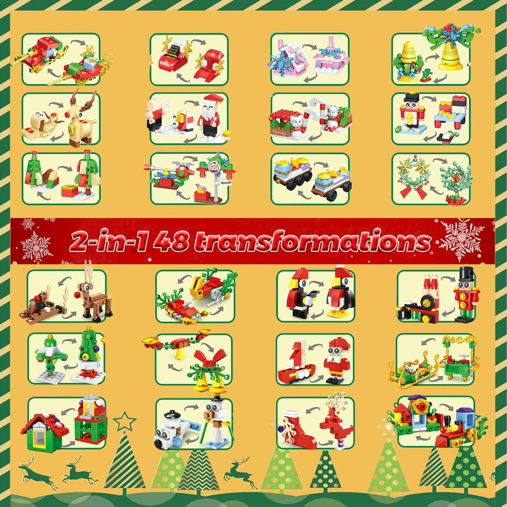 Advent Calendar 2024 Building Blocks Set 12-in-1 Countdown to Christmas