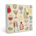 OFlich Wine Bar Wooden Box Sign 5x5 Inches Wine Decor Home Bar Kitchen