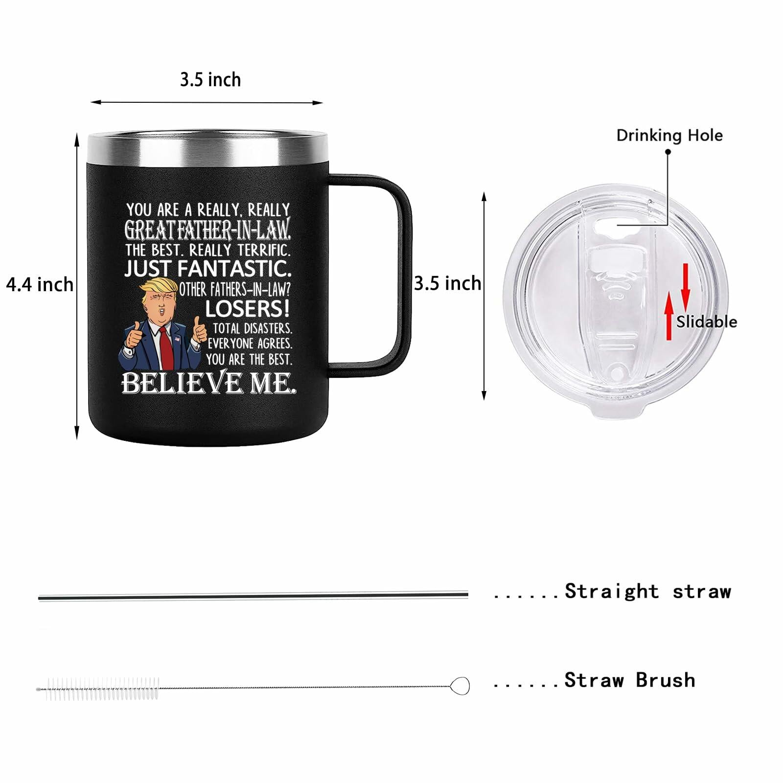 Aletege Great Father-In-Law Mug 12 OZ Black Stainless Steel Coffee Cup