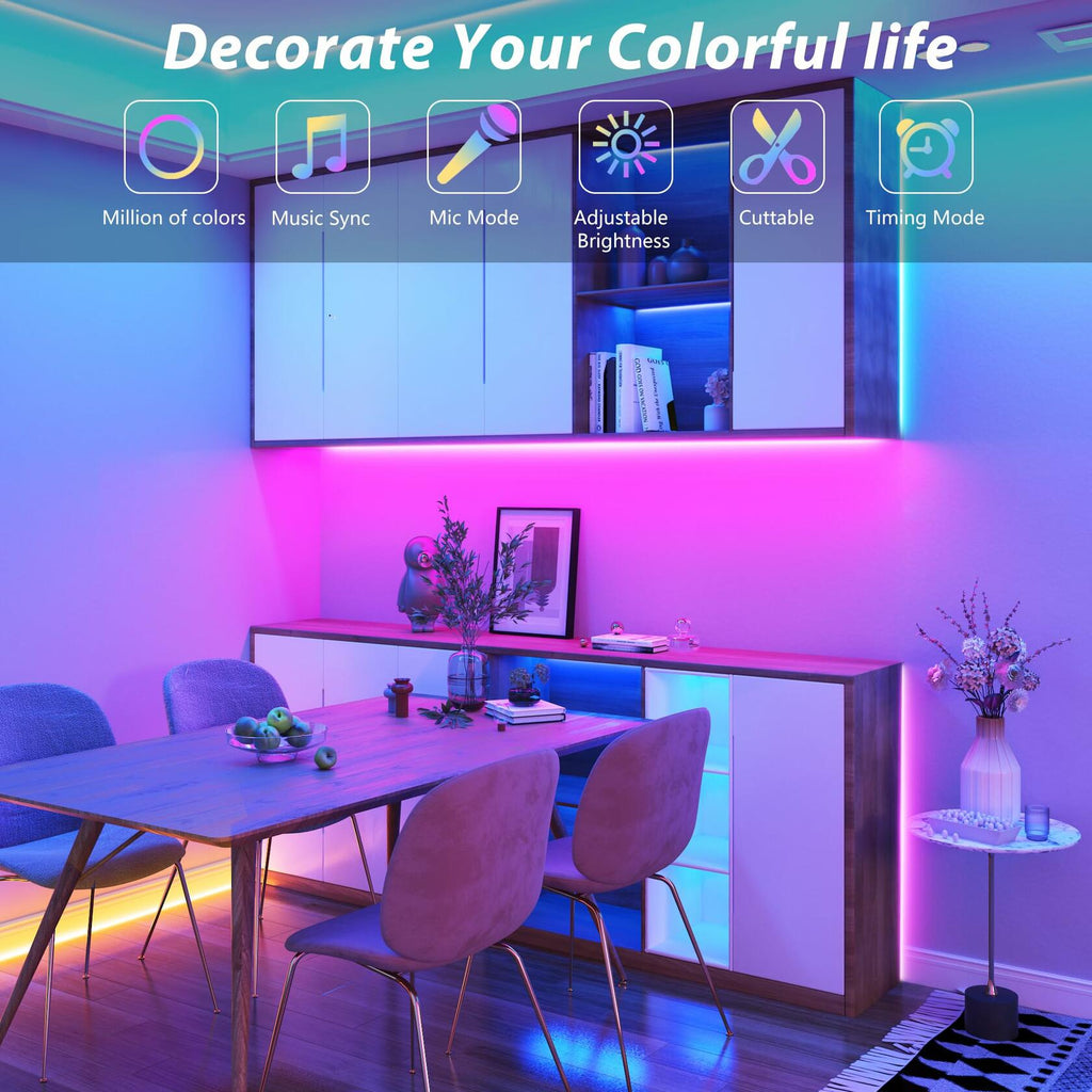 GANZQH RGB Strip Lights 15.3FT USB Powered Smart App Remote Control Multicolor