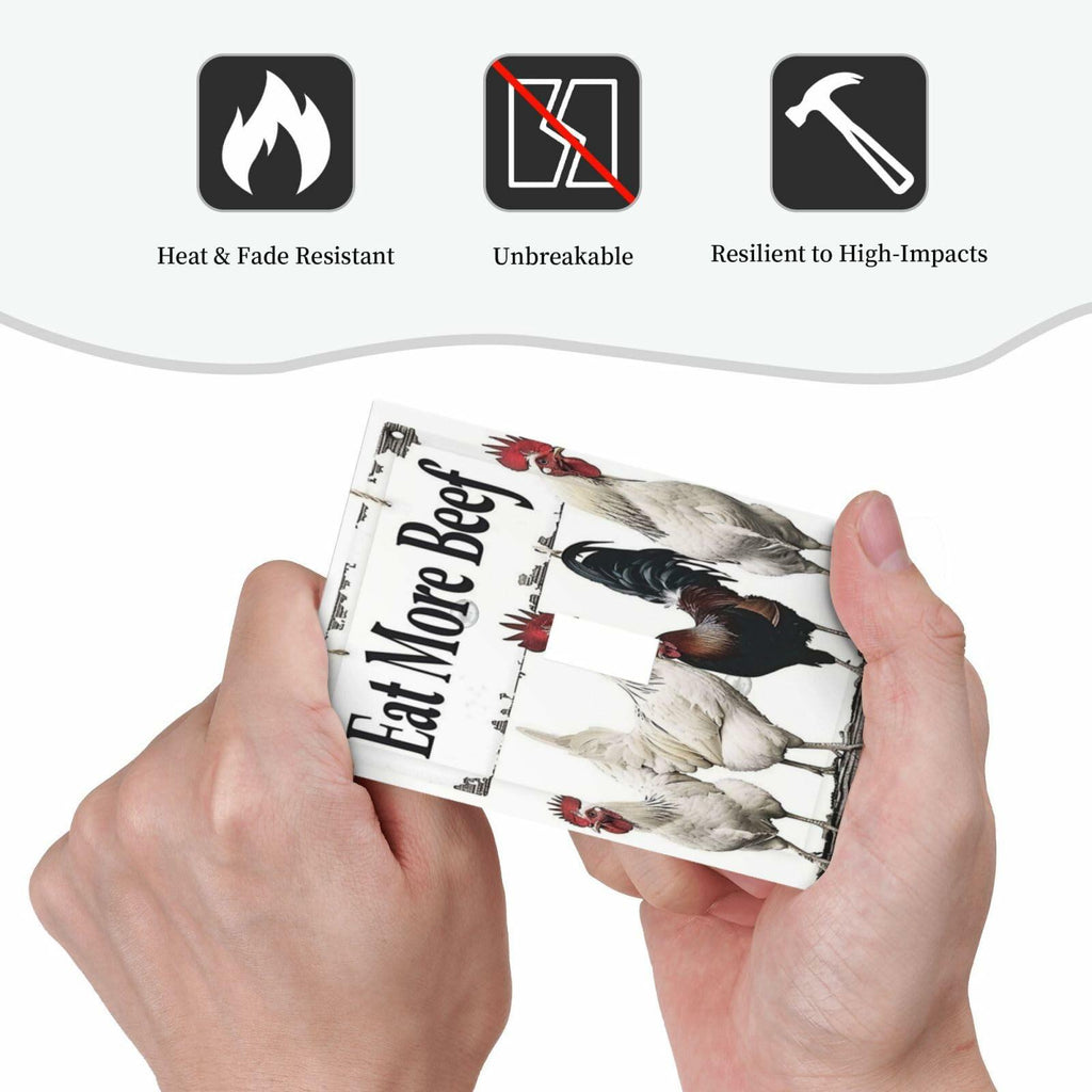 DWBGUO Rustic White Rooster 1 Gang Single Toggle Switch Plate Cover