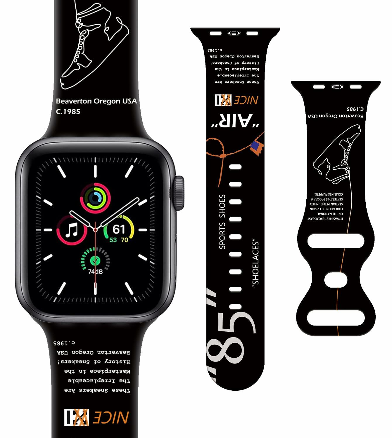 GSDUGYBG Sports Silicone Watch Band Waterproof Black Compatible 38-49mm