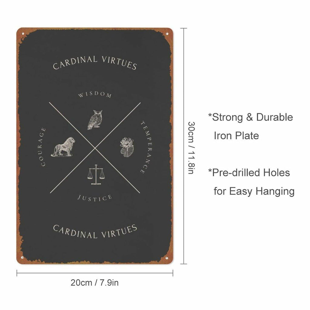 KIVYYB Cardinal Virtues Black Retro Tin Sign Movie Art 8x12 Inches