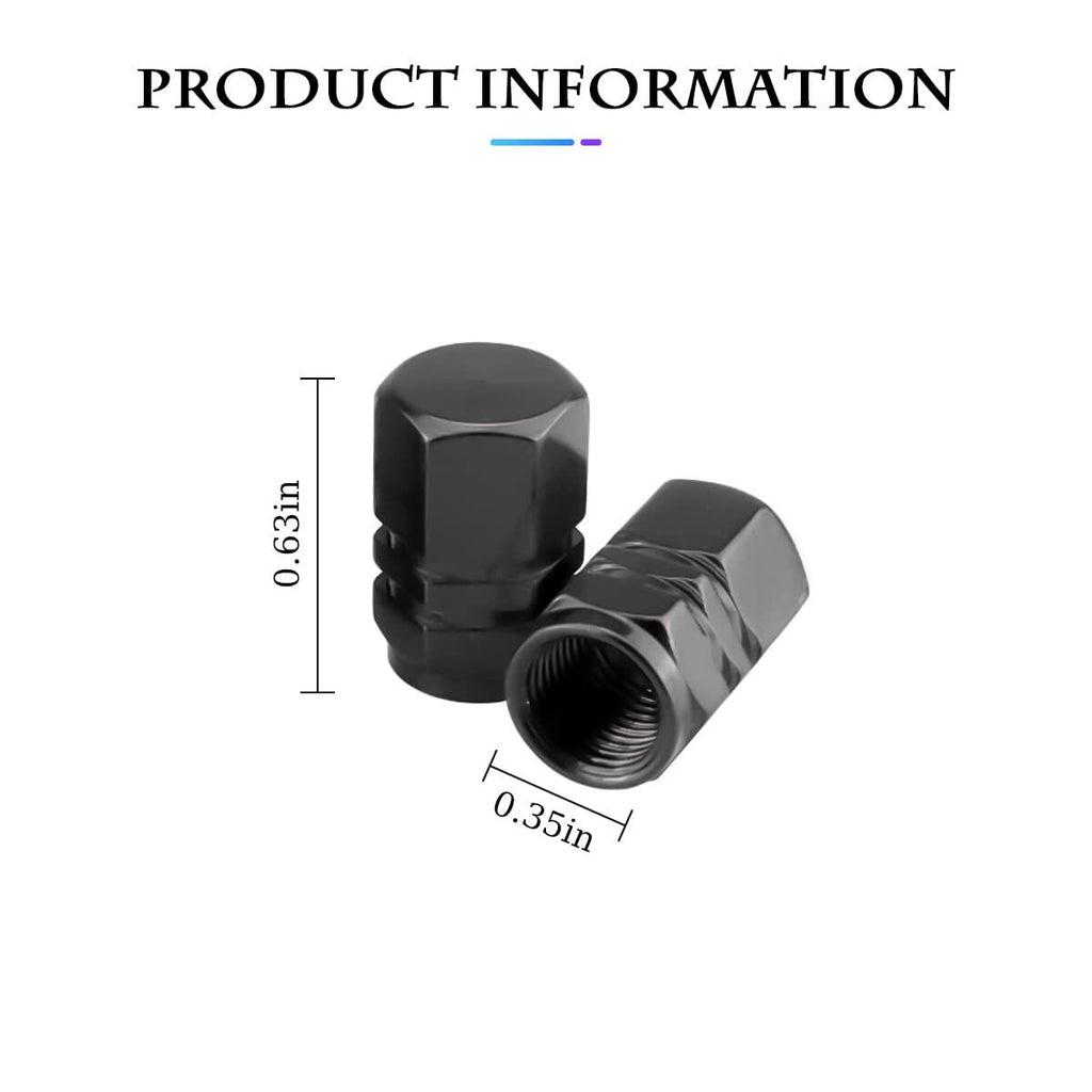 Fekey&JF 16 PCS Universal Tire Valve Stem Caps Waterproof Airtight Black