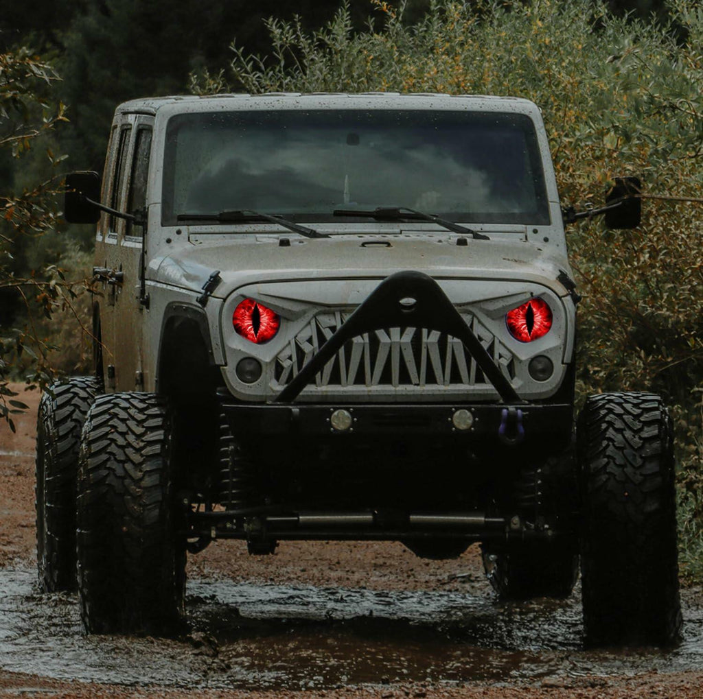 Generic Beast Eyes Headlight Decals 3D Stereo Round Red