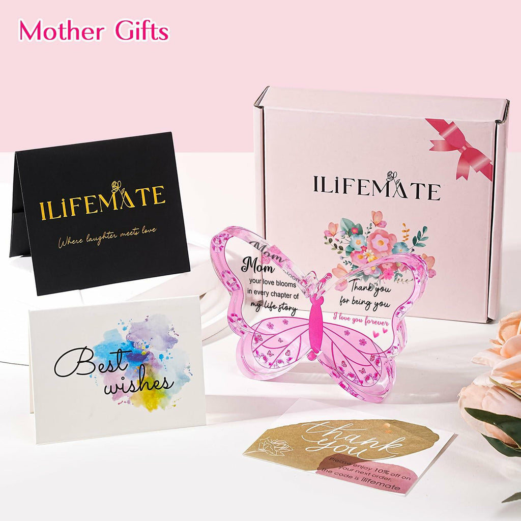 ilifemate Acrylic Butterfly Plaque Mom Gift 5.12x3.54x0.6 inch Transparent