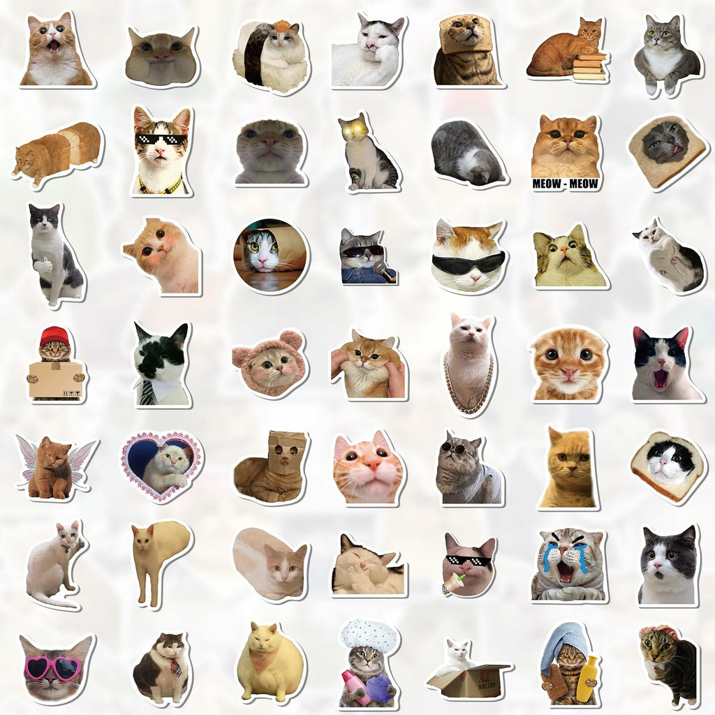 GizmoBox 100pcs Cute Cat Meme Stickers Waterproof Vinyl Decals for Laptop Kids