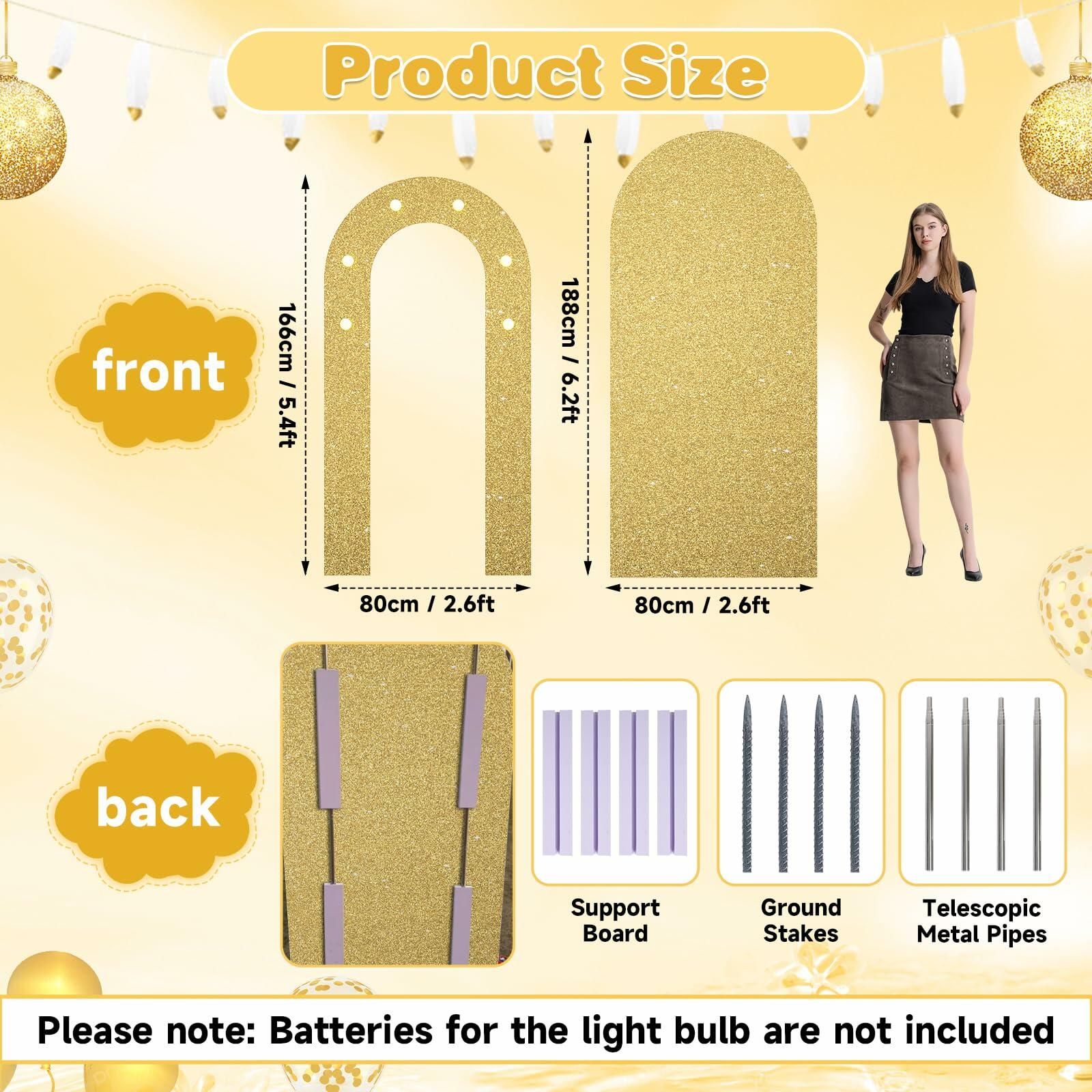 Paready Outdoor Gold Arch Backdrop Stands Pack of 2 Shiny Tropical Frame