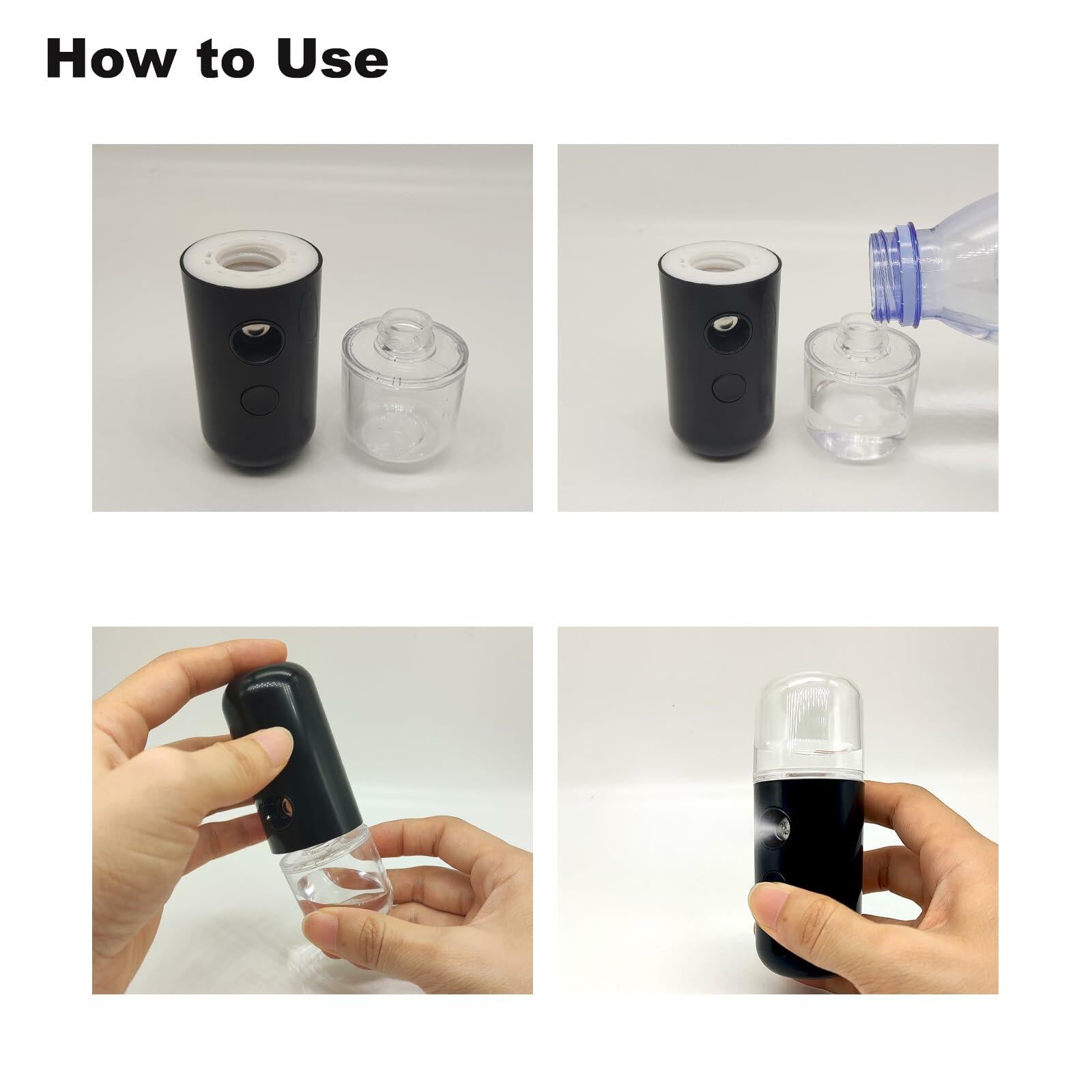 Kingsmile Nano Mist Sprayer Portable Face Humidifier Black 30ML