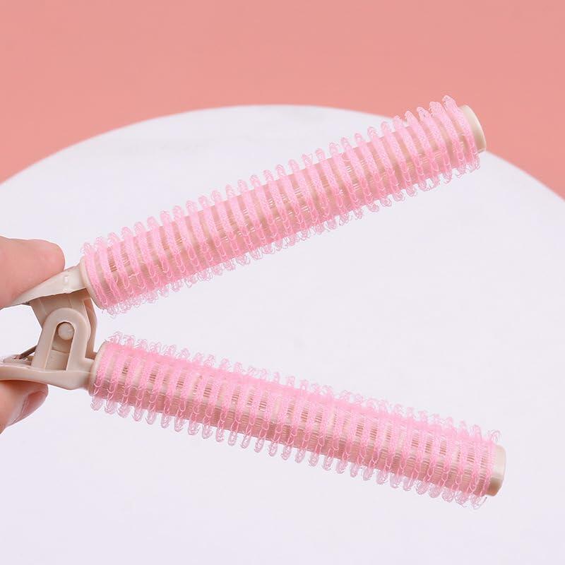 YSSZAM 4PCS Pink Hair Rollers with Clips Volumizing Bangs Curler Self Grip