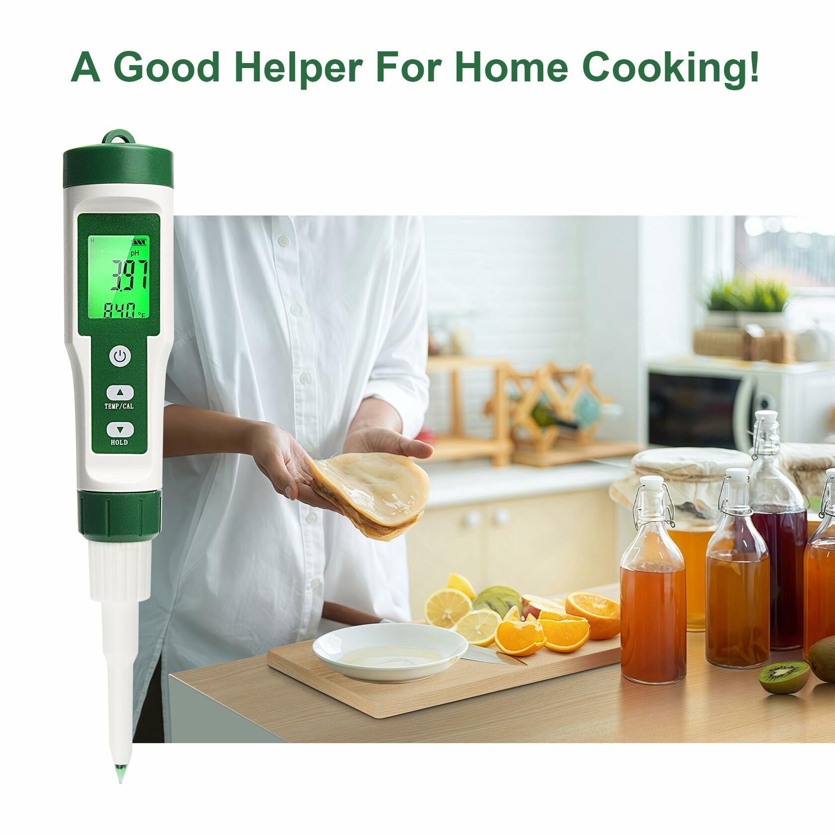 RAINLEOTI Digital pH Meter Food Tester with 2 Probes for Fermented Foods