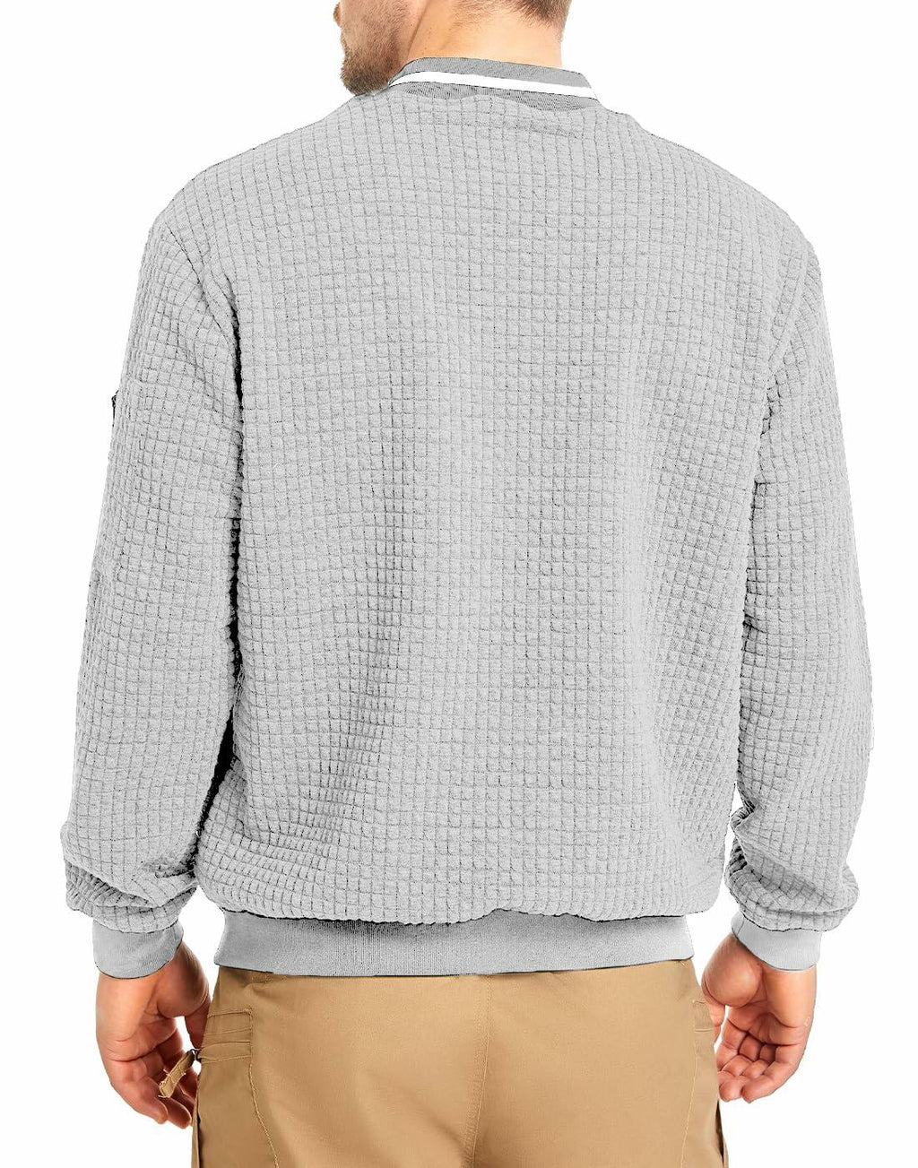 SAVKOOV Mens Lightweight Bomber Varsity Jacket Light Gray Size 5XL