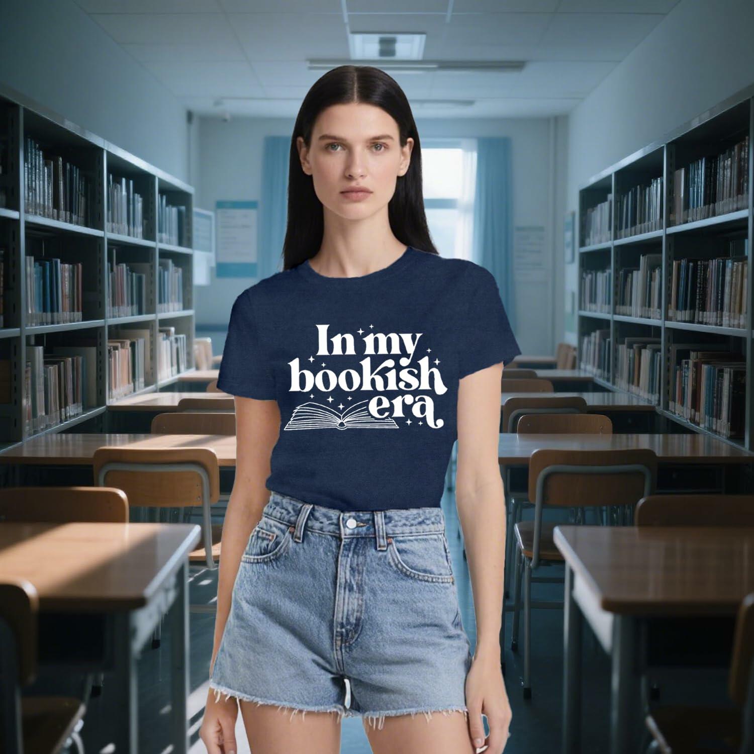 Wlen Teacher Reading T-Shirt Women Blue Soft Polyester Size XX-Large