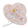 Huuflyty Baby Girl Adjustable Sun Hat Wide Brim UPF 50+ Floral Khaki Size 6-24M