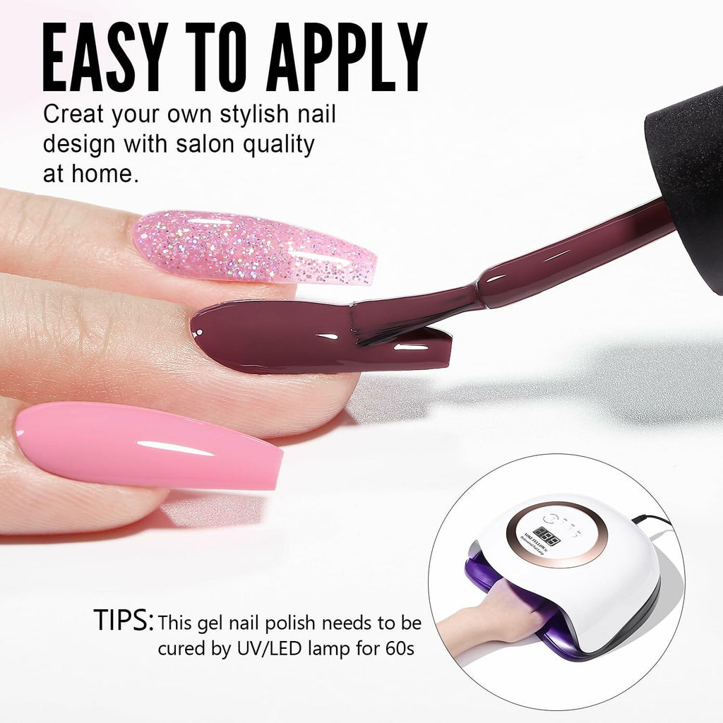 YOKE FELLOW Gel Nail Polish Set 6 Pcs 10ML Nude Pink Glitter Gel Polish