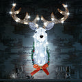 Hourleey 32" Lighted Christmas Reindeer Head Wall Decor Battery Operated White