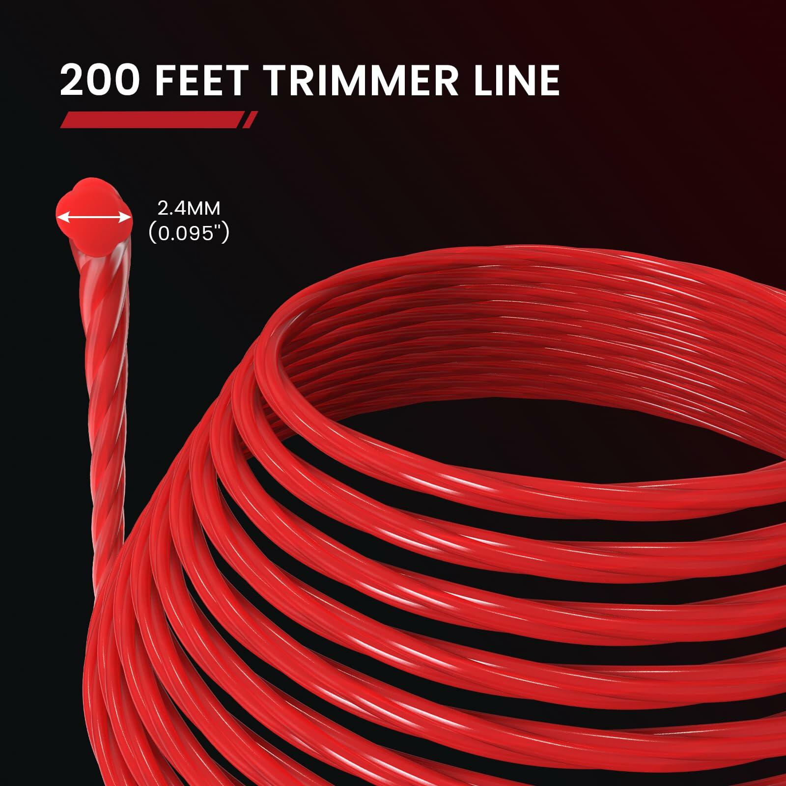 Enhulk 0.095'' Red Weed Eater Trimmer Line 200ft High Tensile Strength