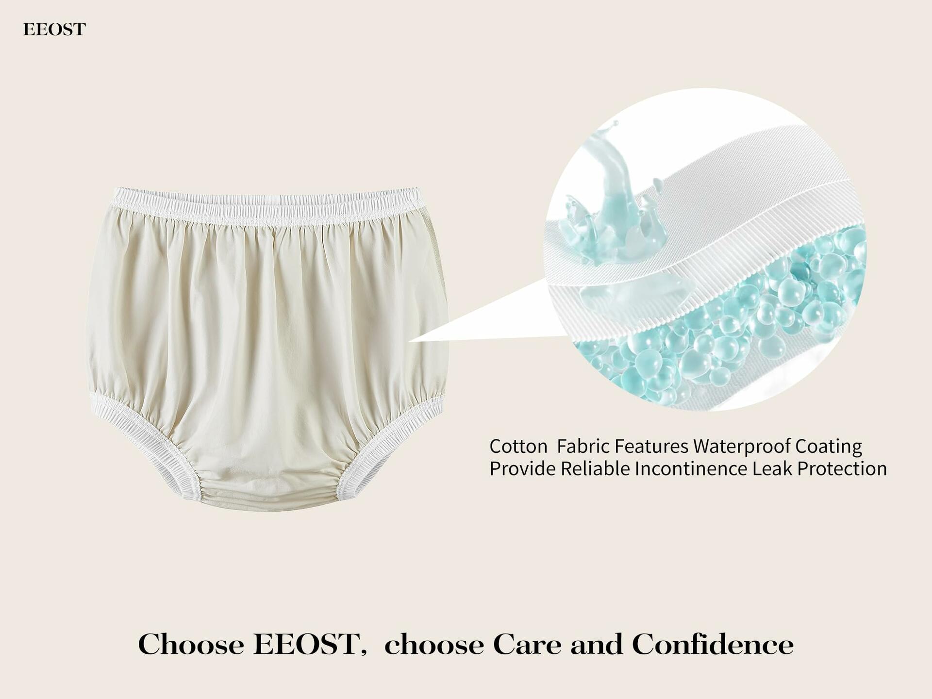 EEOST Women's Incontinence Diaper Plastic Pants Waterproof Cloth Cover White XXL