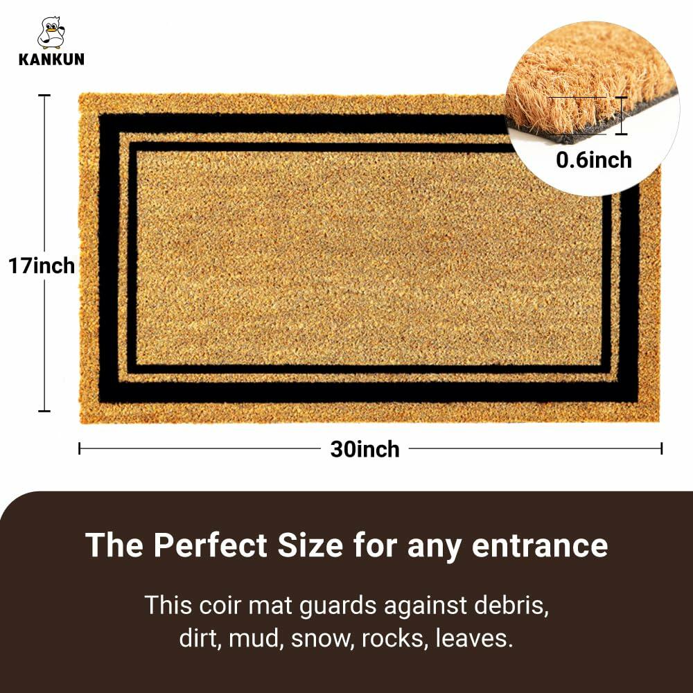 KANKUN Coco Coir Door Mat Heavy Duty Backing 17x30 Halloween2 Welcome