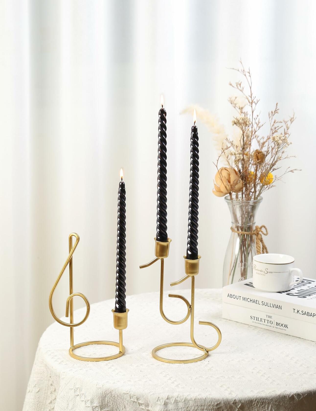 Color Poem Ornament 10in Black Dripless Halloween Taper Candles Set of 4